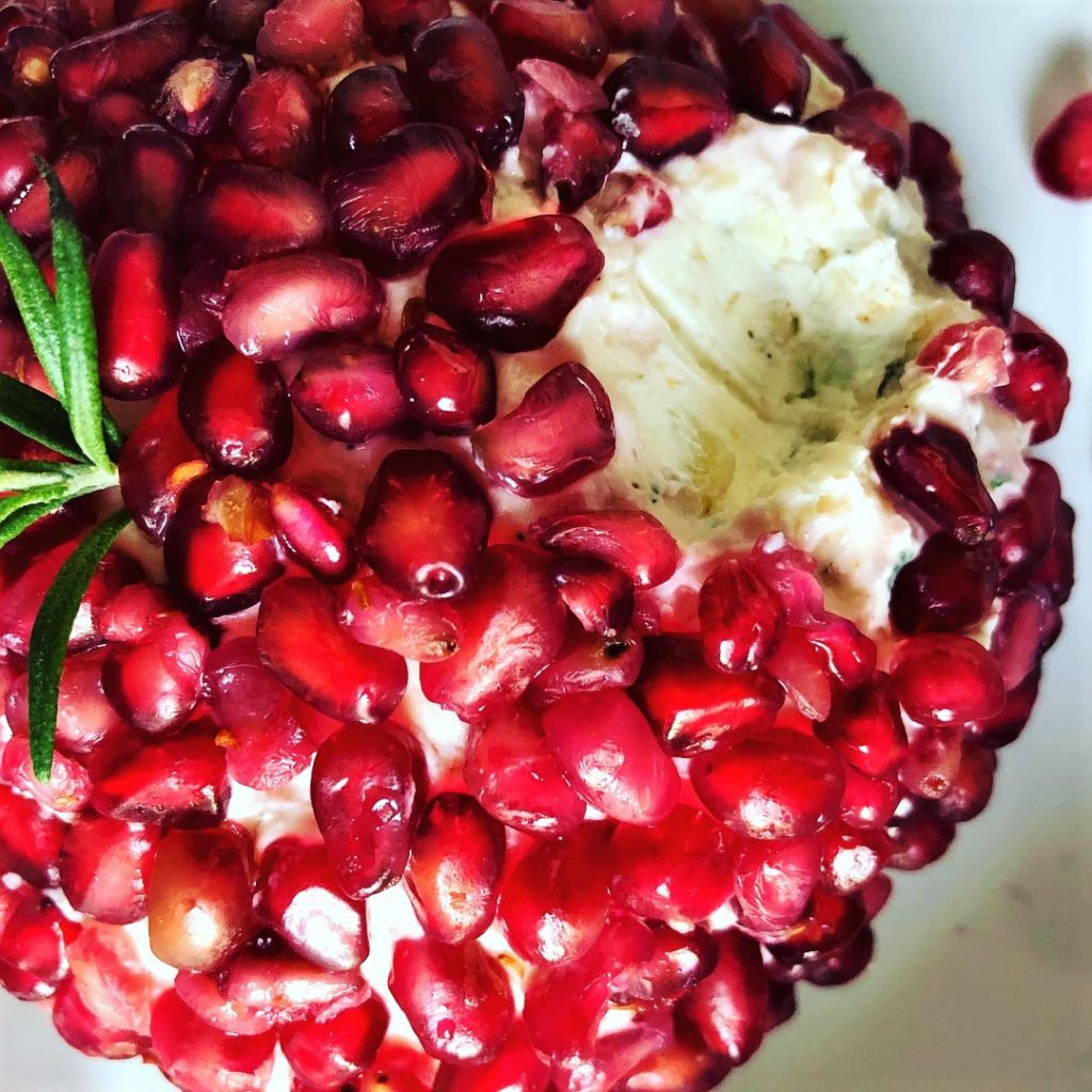 Pomegranate Crusted Herbed Cheese Ball