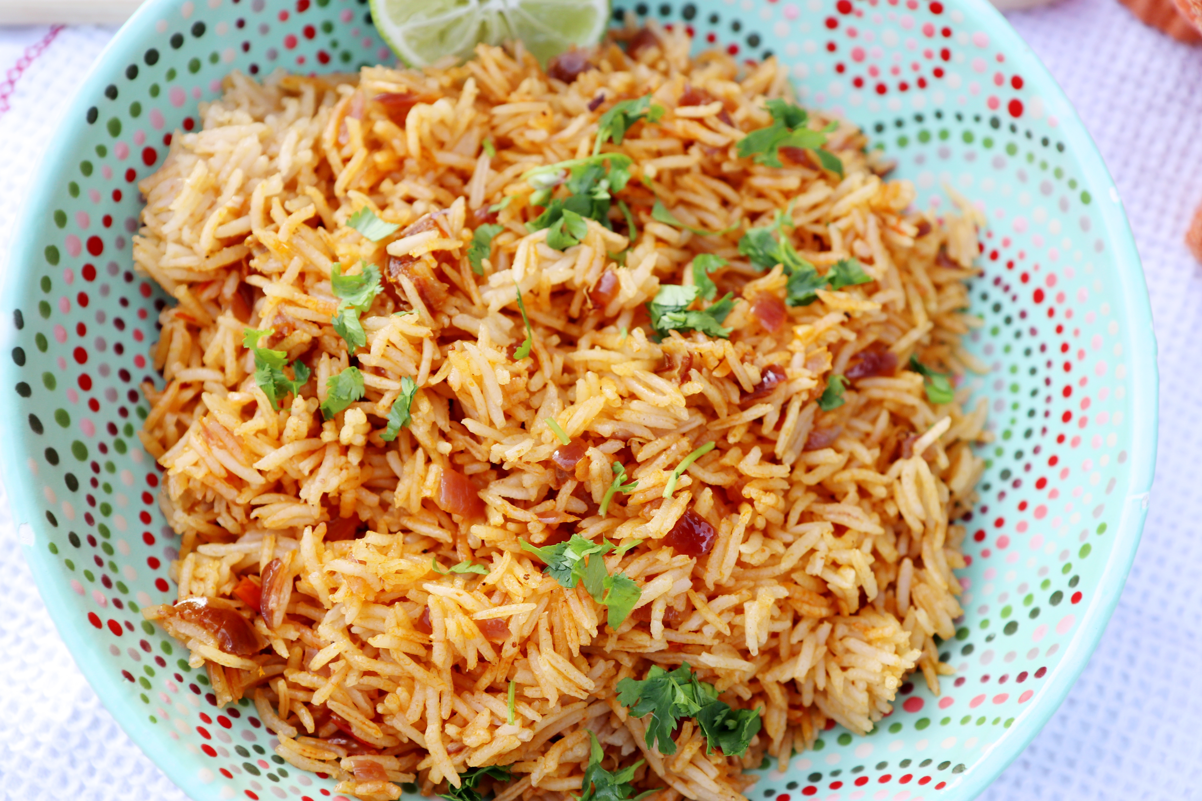 Harissa and orange scented rice with dates