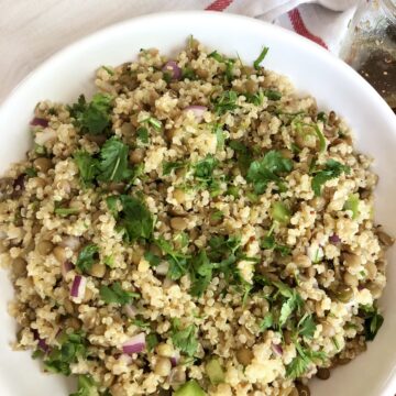 Quinoa and Lentil Salad with homemade vinaigrette