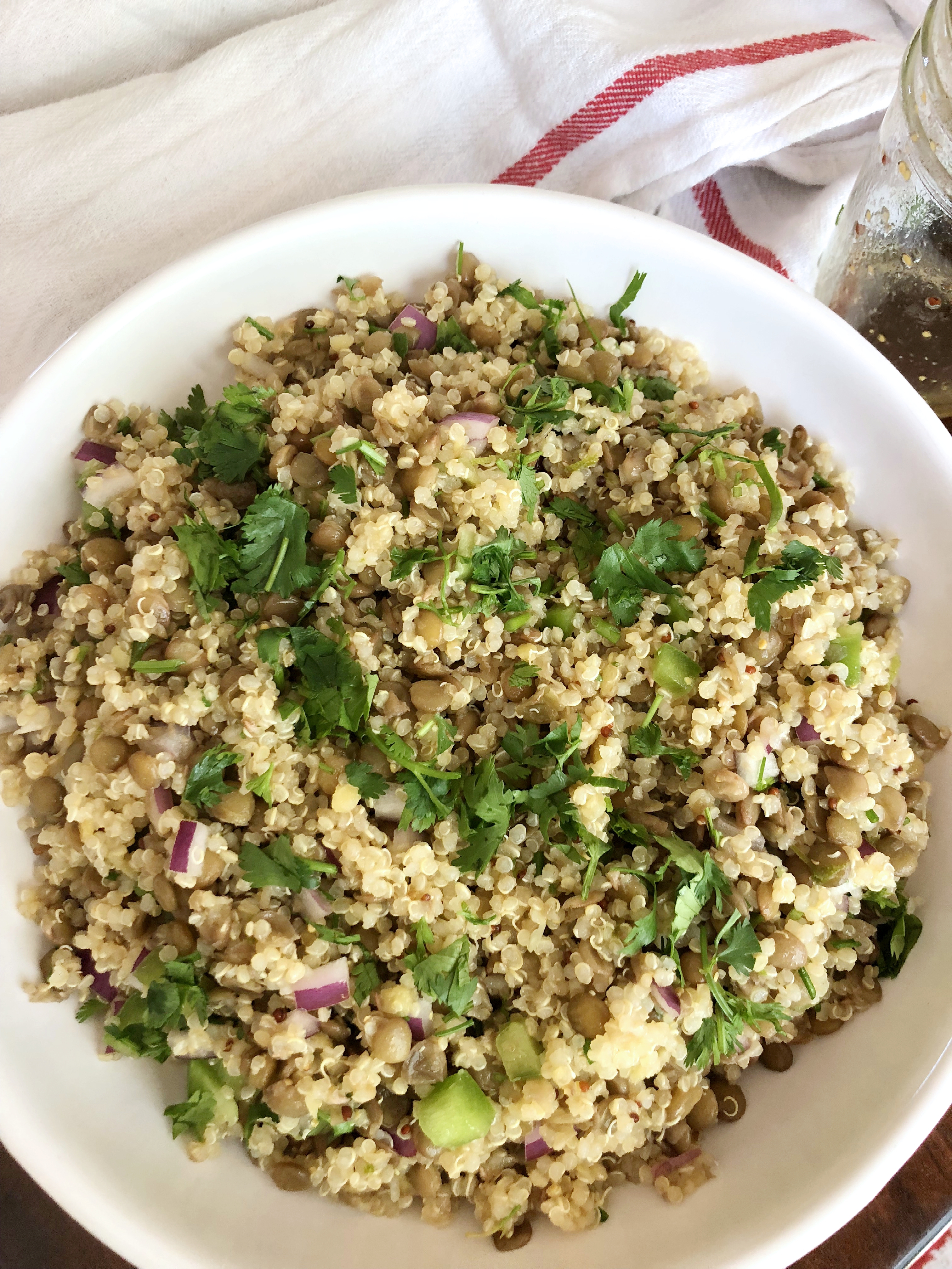 Quinoa and Lentil Salad with homemade vinaigrette