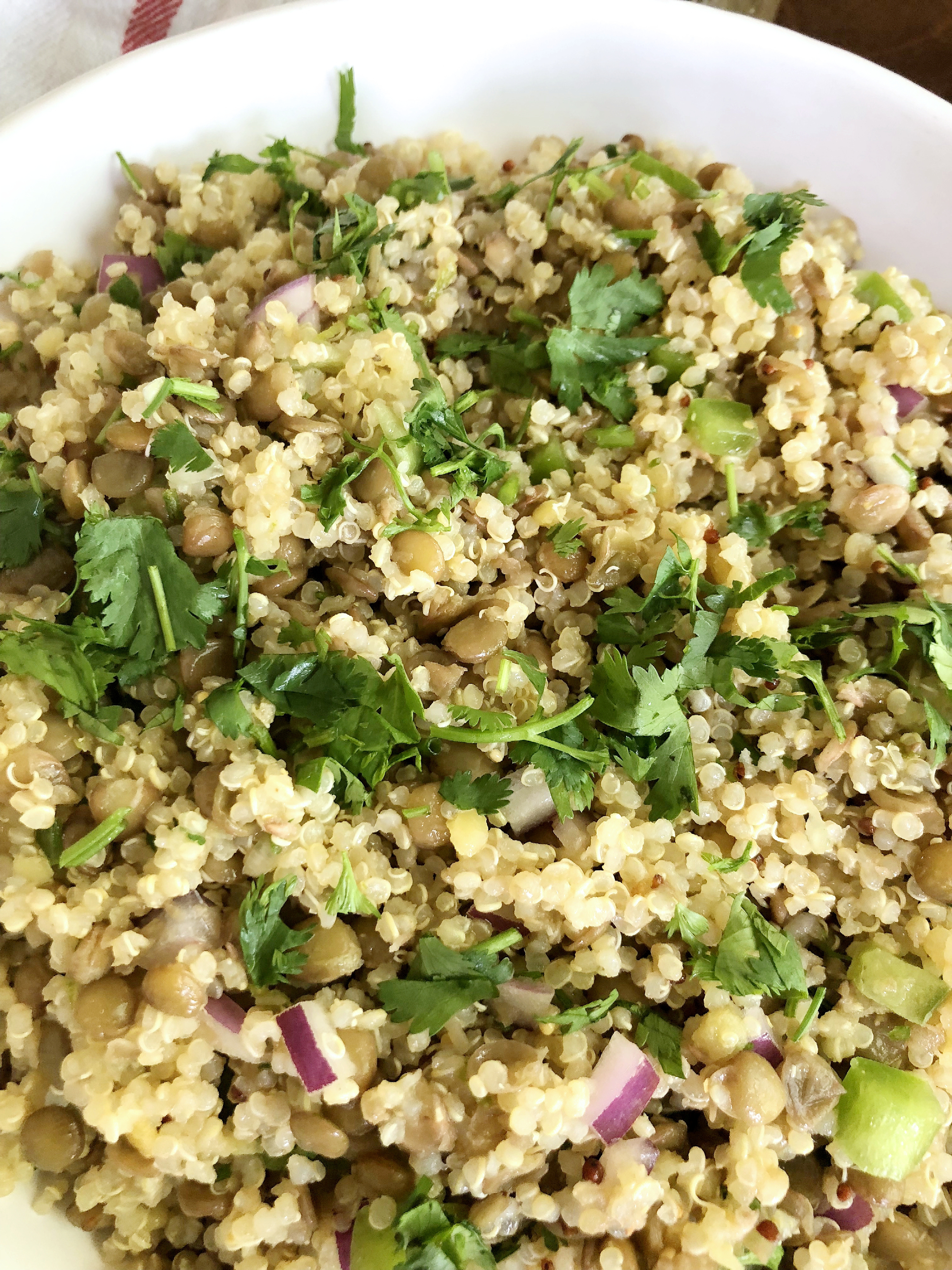 Quinoa and Lentil Salad with homemade vinaigrette