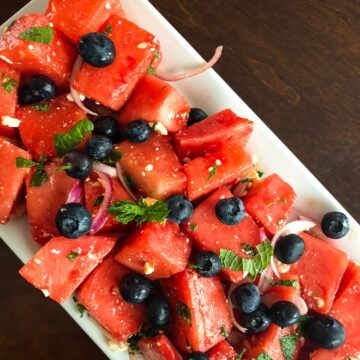 Watermelon Salad with Feta, Mint and Olive oil.