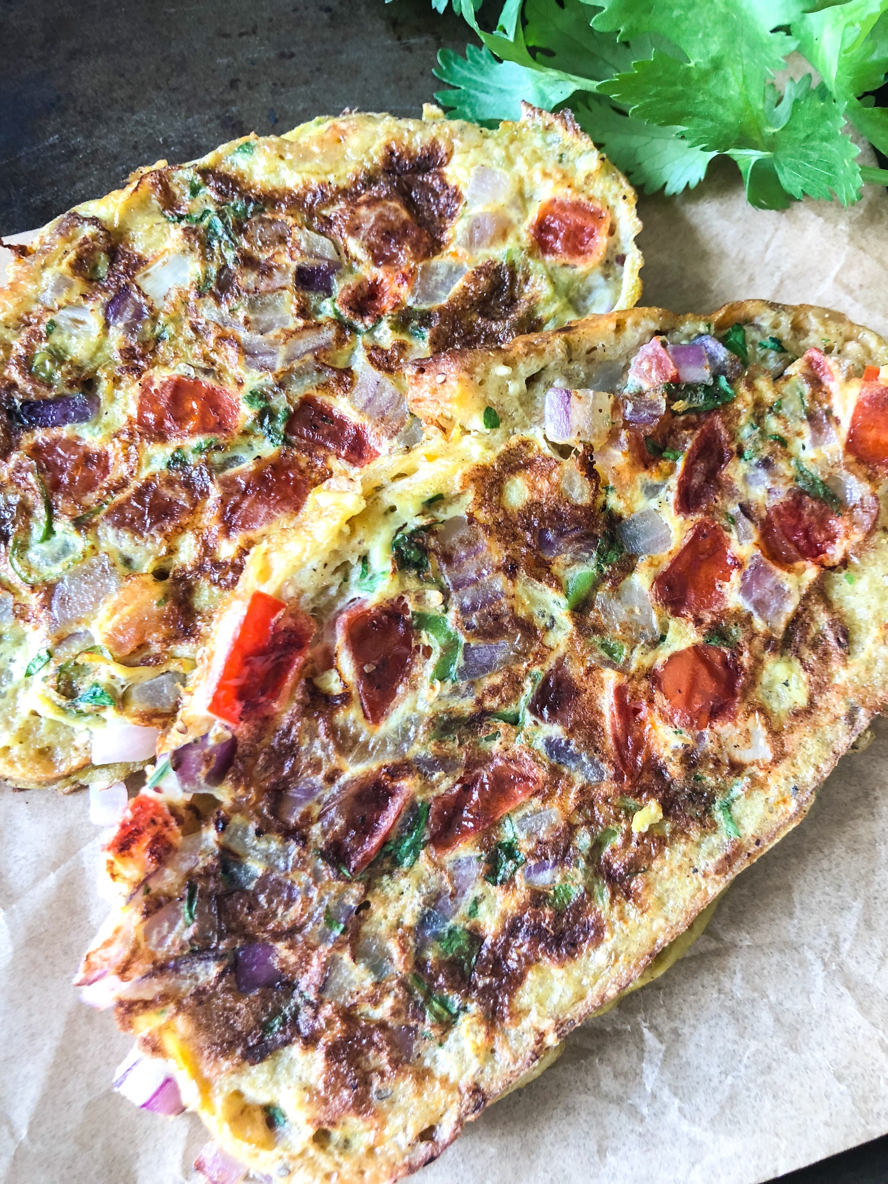 Savory Indian masala french toast with cilantro 