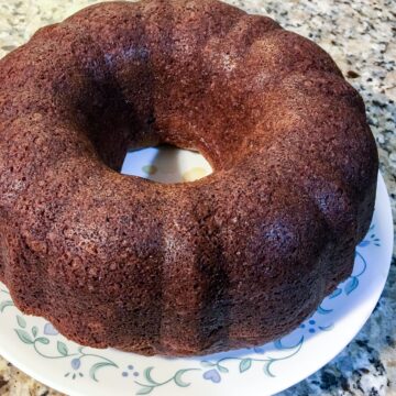 Nut free banana bread with chocolate chips - made in a bundt pan