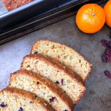 Slices of Citrus Scented Carrot Cranberry Loaf Cake