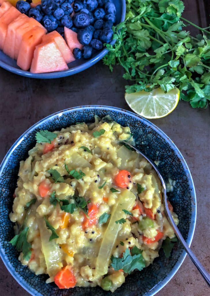 Vegan and Gluten free Indian style savory oats - Oats Upma The Kitchen Docs