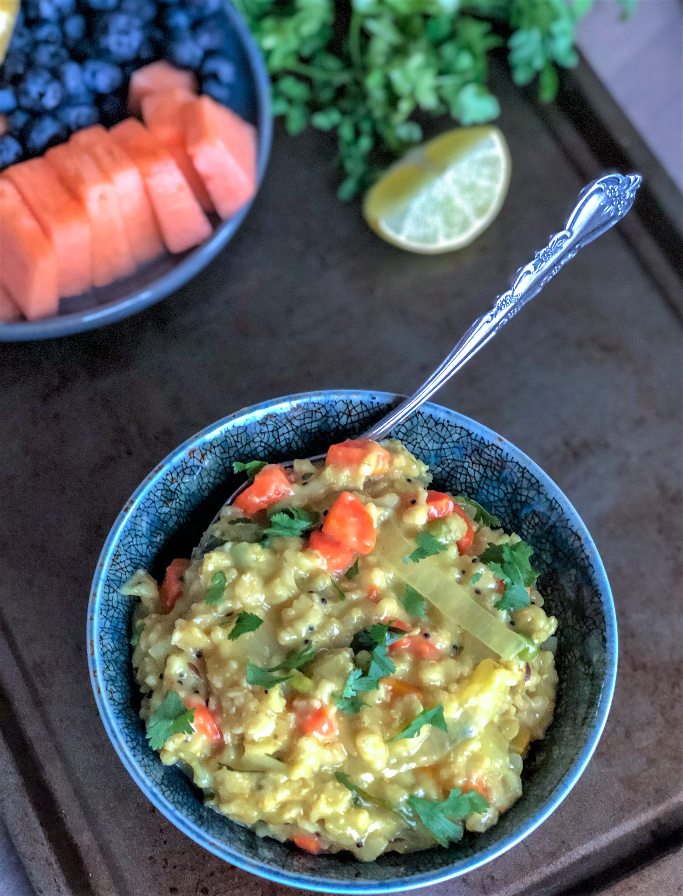 Vegan and Gluten free Indian style savory oats - Oats Upma The Kitchen Docs