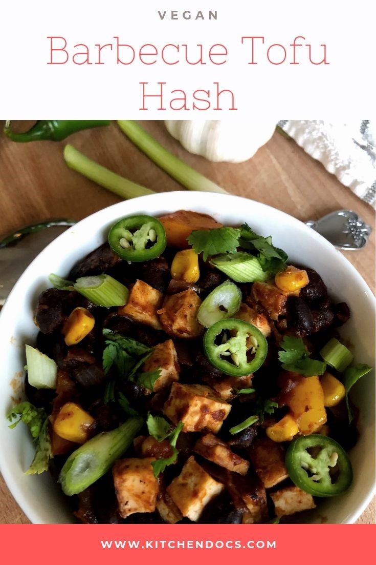 Barbecue Tofu Hash with black beans, corn and bell peppers. A vegan barbecue recipe with the same smoky and deep flavors that you desire, but no meat! 