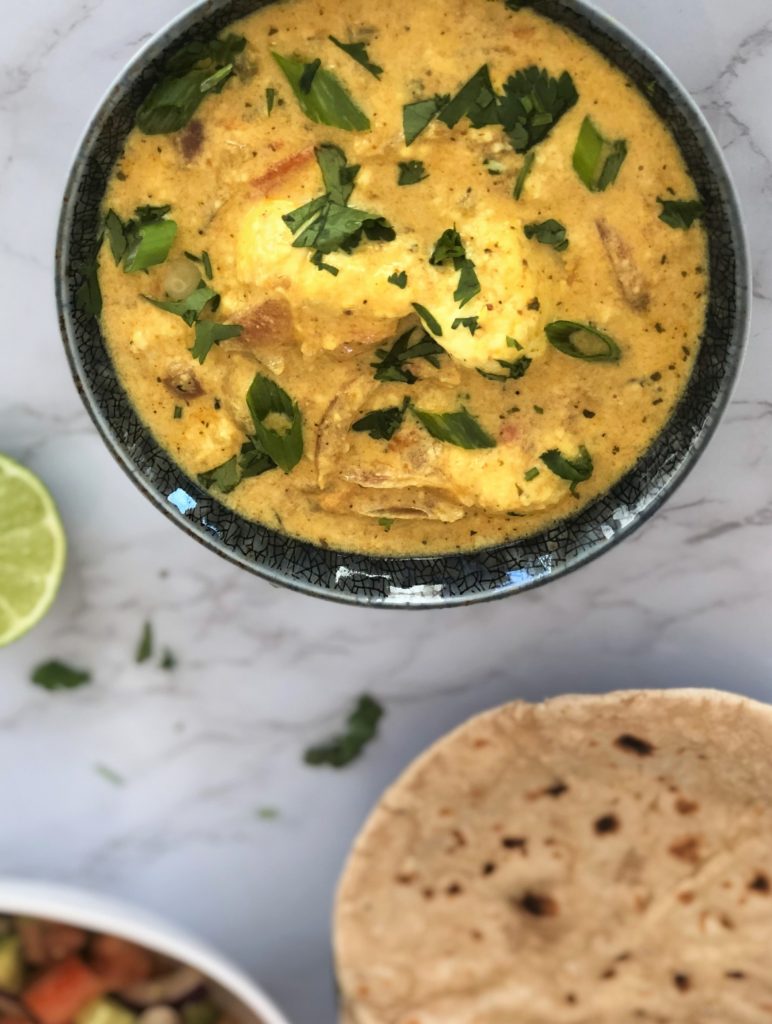 Yumm! Shahi paneer - cubed homemade paneer dunked in a luscious creamy curry sauce