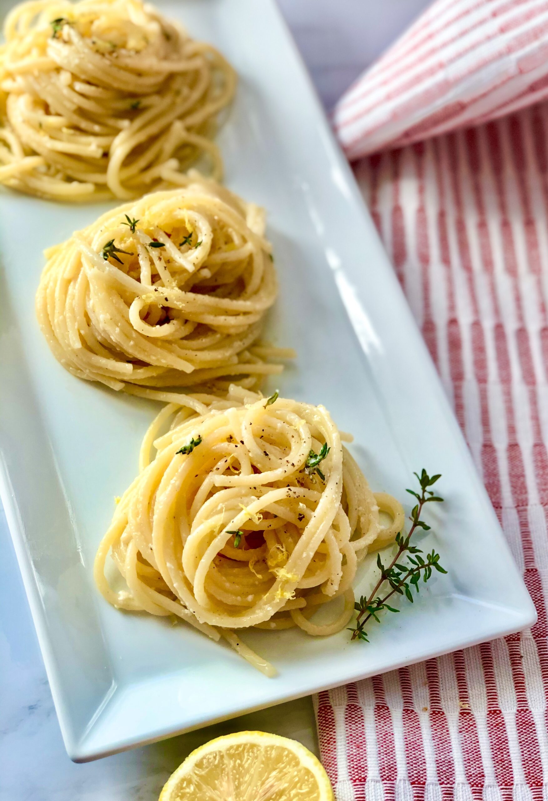 Spaghetti with no-cook lemon parmesan sauce