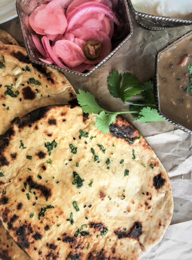 Healthier Homemade Garlic Naan (vegetarian, no-yeast flat bread)