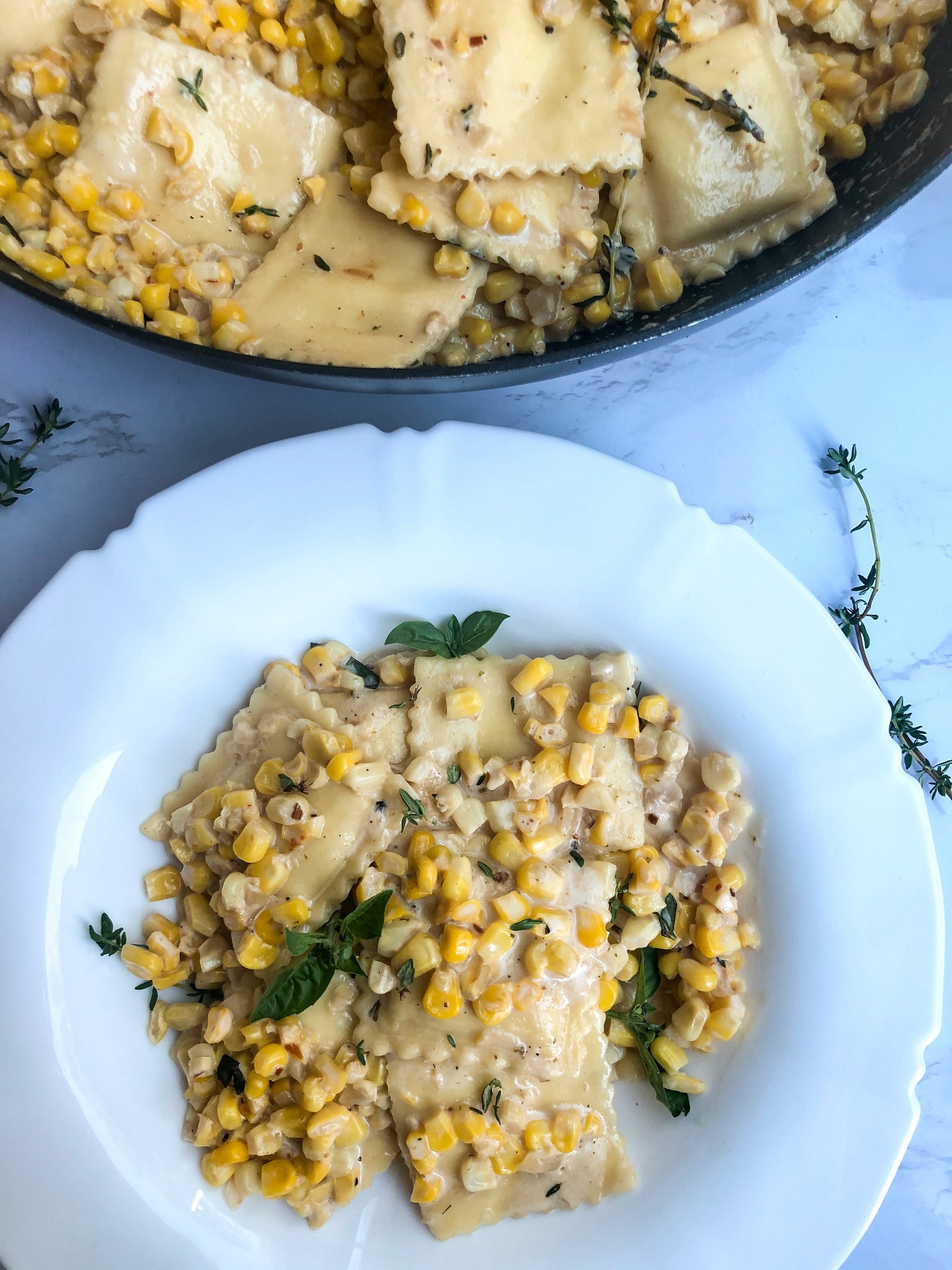 Cheese Ravioli in Creamed Corn Sauce A perfect summer weeknight dinner
