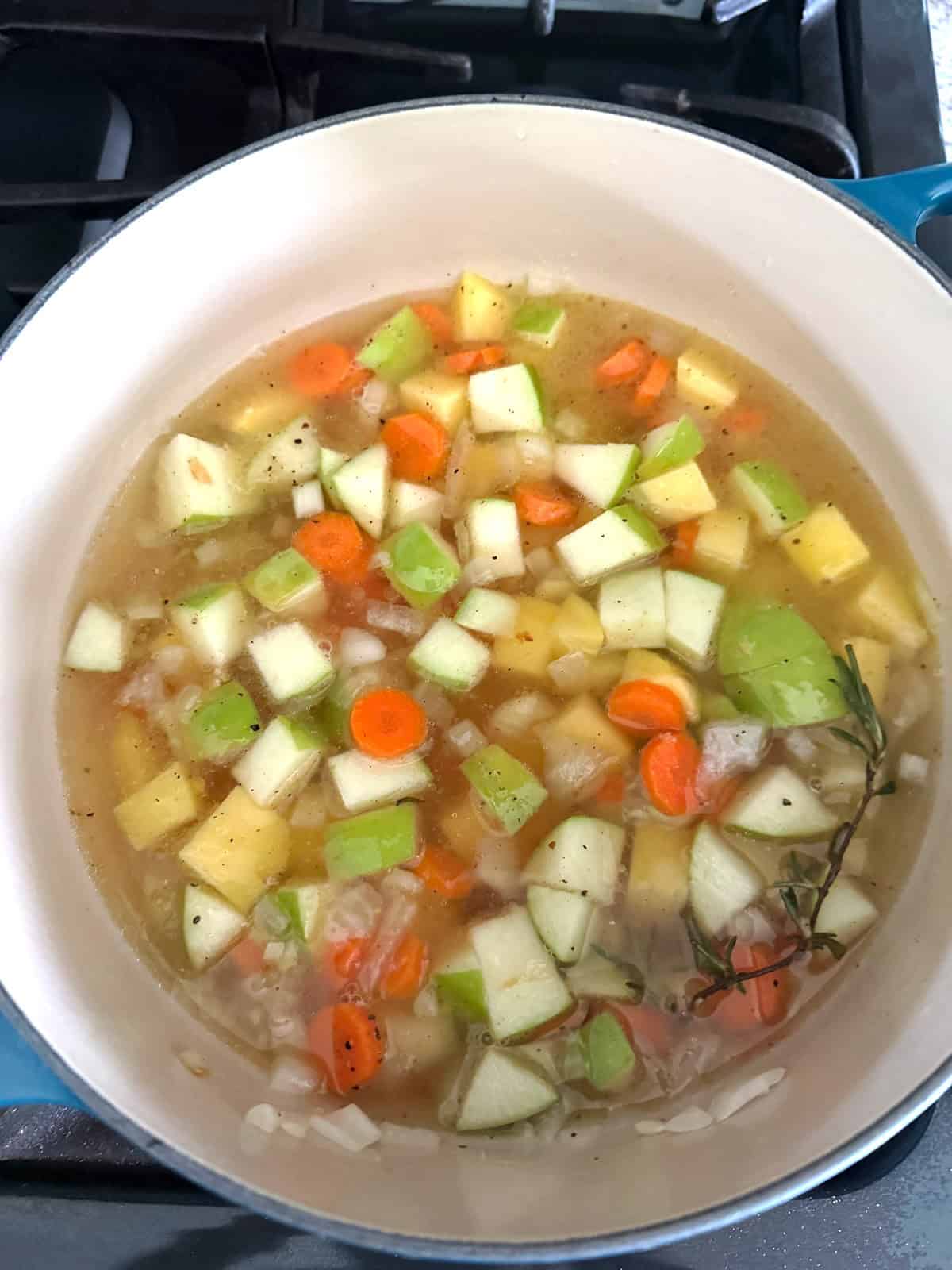 Fall Harvest Apple Cheddar Soup with Maple Sour Cream - The Kitchen Docs