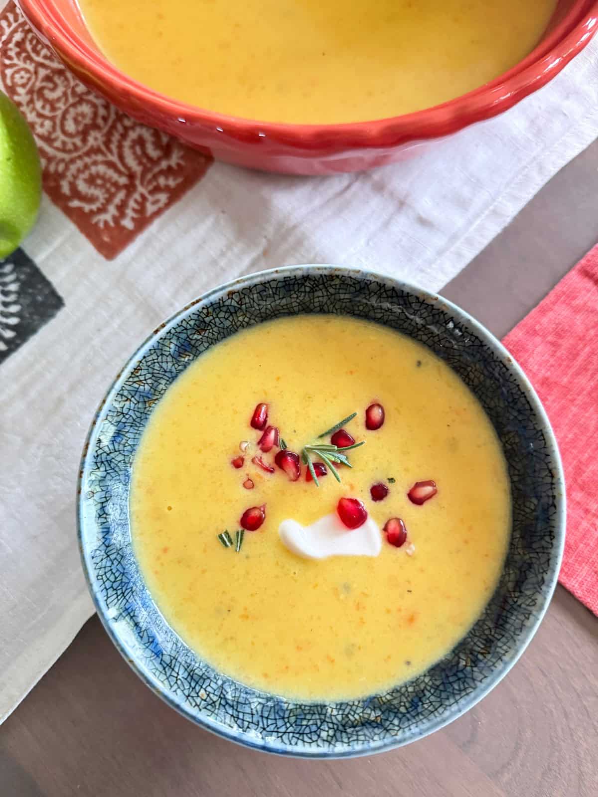 Fall Harvest Apple Cheddar Soup with Maple Sour Cream - The Kitchen Docs